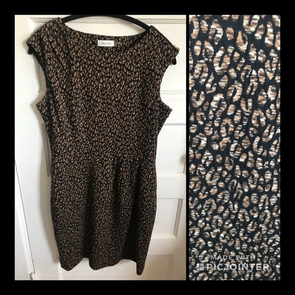 Calvin Klein Brown / Black Cheetah Print Dress - Picture 1 of 5